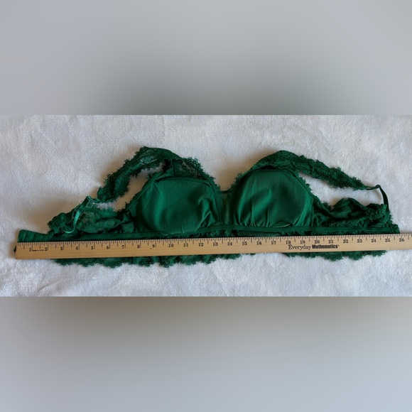 Aerie Bra Vibrant Green Lace Bralette Striped Mesh Scoop Size M - Picture 5 of 10